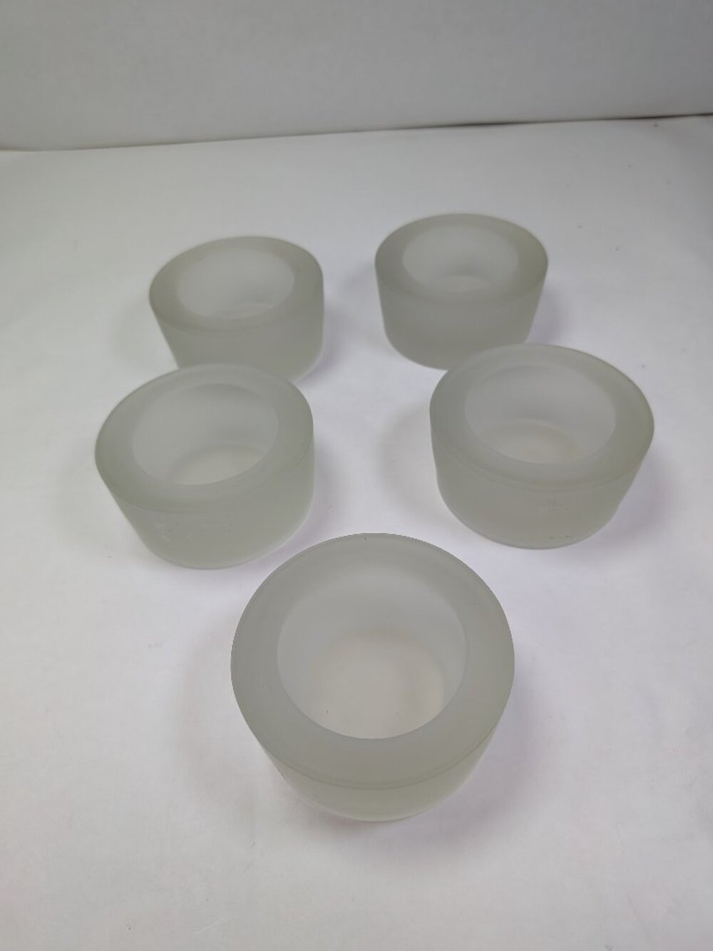 Set of 5 Chesapeake Bay Candle Heavy Frosted Glass Votive Tealight Holders 2 3/4